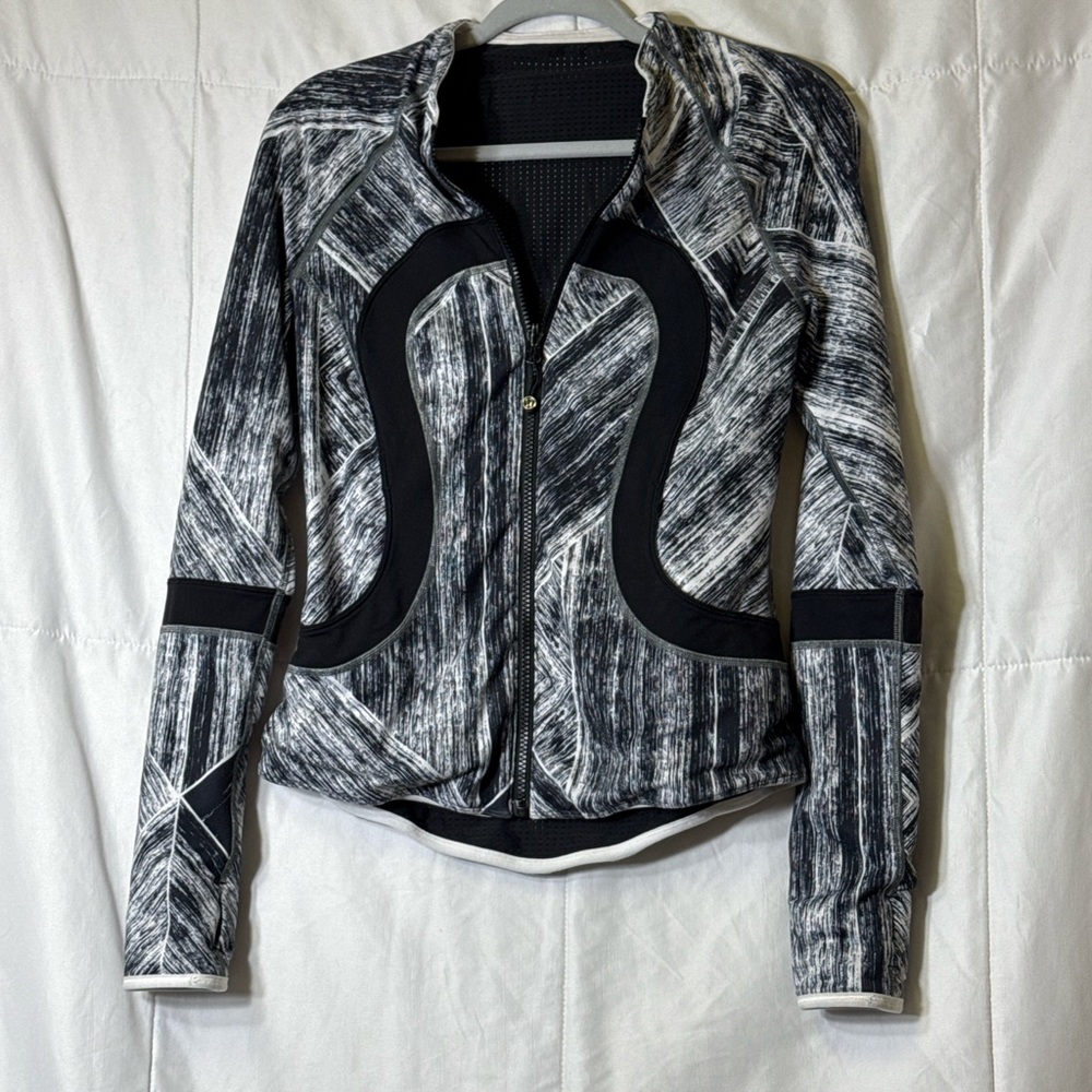 Lululemon Define Jacket Scratch‎ Print Black White Size 6